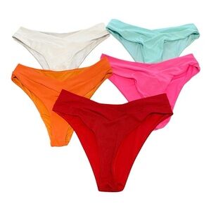 5 Womens Bikini Bottoms | High Waist Cut | Size XL X5